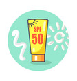 circle icon depicting spf sunscreen lotion vector image