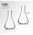 realistic glass laboratory equipment set flasks vector image