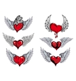 winged heart icons and tattoos vector image