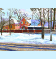 digital painting of rural landscape with houses vector image