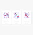 family life - line design style banners set vector image
