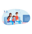 family watching tv flat vector image