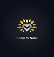love heart leaf circle gold logo vector image vector image