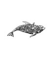 mechanical fish hand drawn vector image vector image