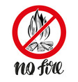 prohibiting sign no fire emblem calligraphic vector image
