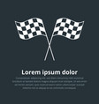 checkered flags icon crossed black and white vector image