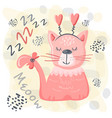 cute sleeping cat baby pink animal nursery vector image vector image