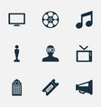 set of simple cinema icons vector image vector image
