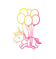 silhouette beauty unicorn with balloons decoration vector image