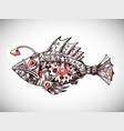 mechanical fish hand drawn vector image vector image