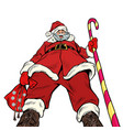 pretentious santa claus bottom up view christmas vector image vector image