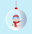 christmas toy snow ball with snowman inside vector image