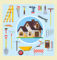 hand drawn doodle construction tools set vector image