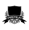 premium badge with shield and laurel wreath vector image vector image
