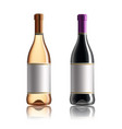 red wine bottle set of white rose and wine vector image vector image