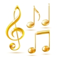 gold icons of a treble clef and music notes vector image