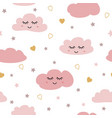 seamless pattern with smiling sleeping clouds vector image