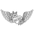 tattoo flying heart with wings ribbontrue love vector image