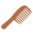 wooden hair comb cartoon wide tooth brush icon vector image