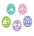 happy easter egg silhouettes with tulips vector image