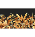 golden tropical plants seamless border vector image