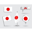 set of japanese pin icon and map pointer flags vector image