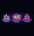 happy hour neon sign collection hour vector image vector image