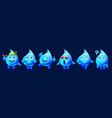 set of water drop mascots with different emotions vector image vector image