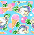 summer seamless pattern with unicorn vector image
