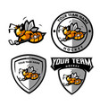 bee hockey mascot logo vector image vector image