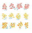 abstract flower on branches collection with leaves vector image