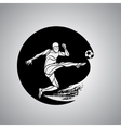 soccer player kicks the ball the colorful vector image