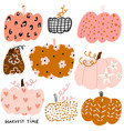 creative decorative pumpkin set autumn vector image