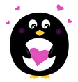 cute penguin holding pink heart isolated on white vector image