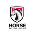 horse head with shield simple logo vector image