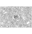 doodle cartoon set nail salon objects vector image