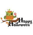cartoon logo halloween orange pumpkin owl flat vector image vector image