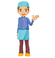 A Muslim boy waving his left hand Royalty Free Vector Image