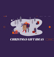 man and woman characters on christmas market vector image vector image