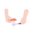 picking mushroom vector image vector image
