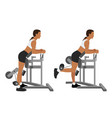 woman doing standing leg hamstring curls machine vector image vector image