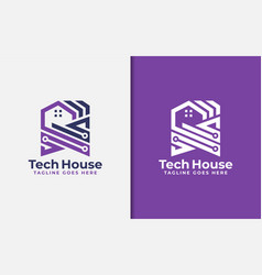 Abstract tech house logo design modern house Vector Image