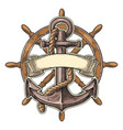 anchor and wheel with ribbon isolated on beige vector image