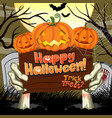 happy halloween banner with jack o lantern vector image