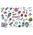science banner engraved hand drawn in old sketch vector image