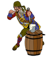 drunk pirate on a barrel of rum vector image