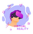 man wearing virtual reality headset abstract vr vector image
