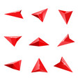 red glossy navigation arrow realistic set vector image vector image