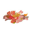 fresh raw meat and paultry in big heap vector image vector image