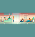 people in hospital hallway clinic hall interior vector image
